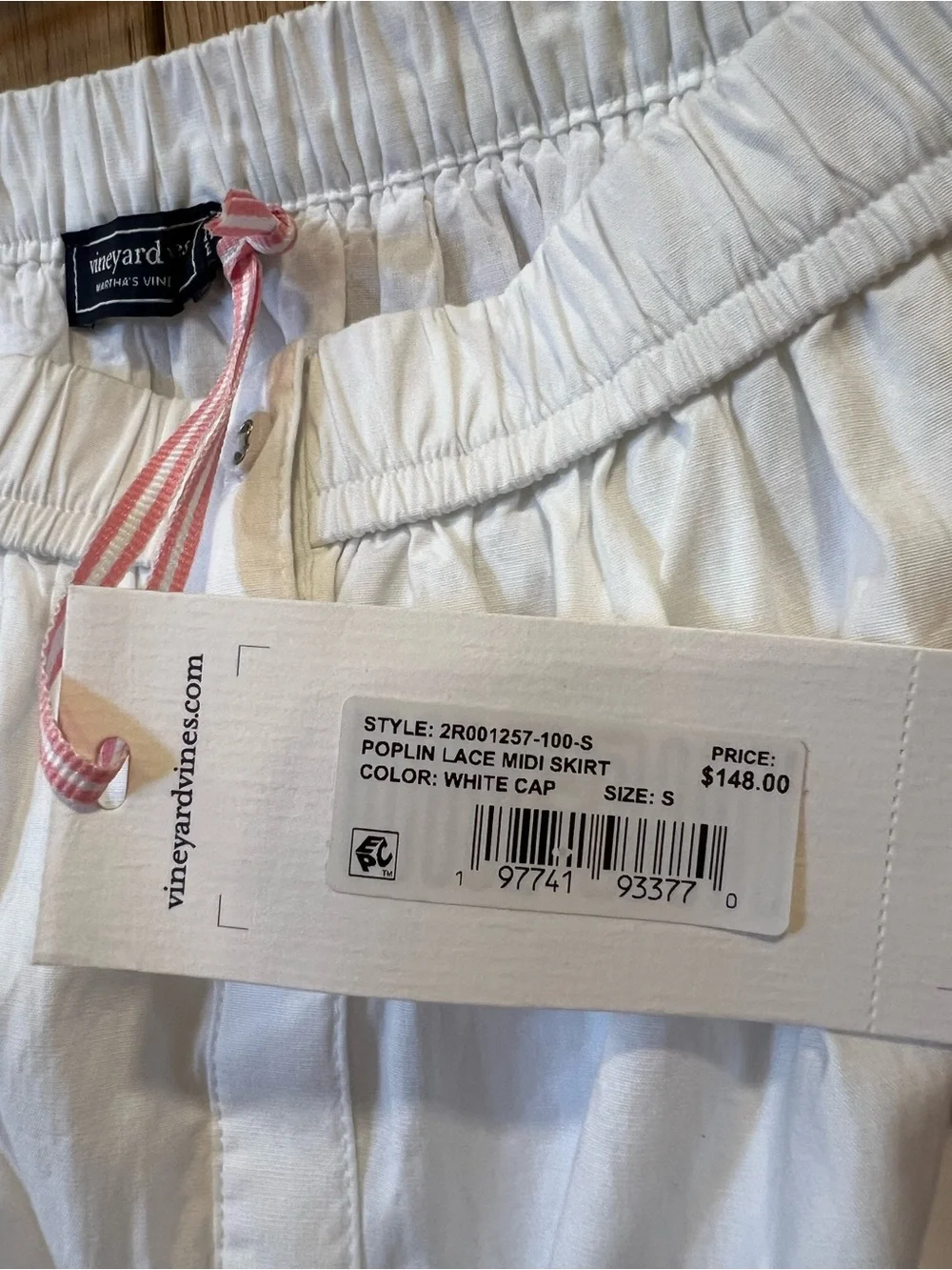Vineyard Vines Cotton Poplin Lace Midi Skirt White Cap Size Small NWT* Coastal - Picture 4 of 6